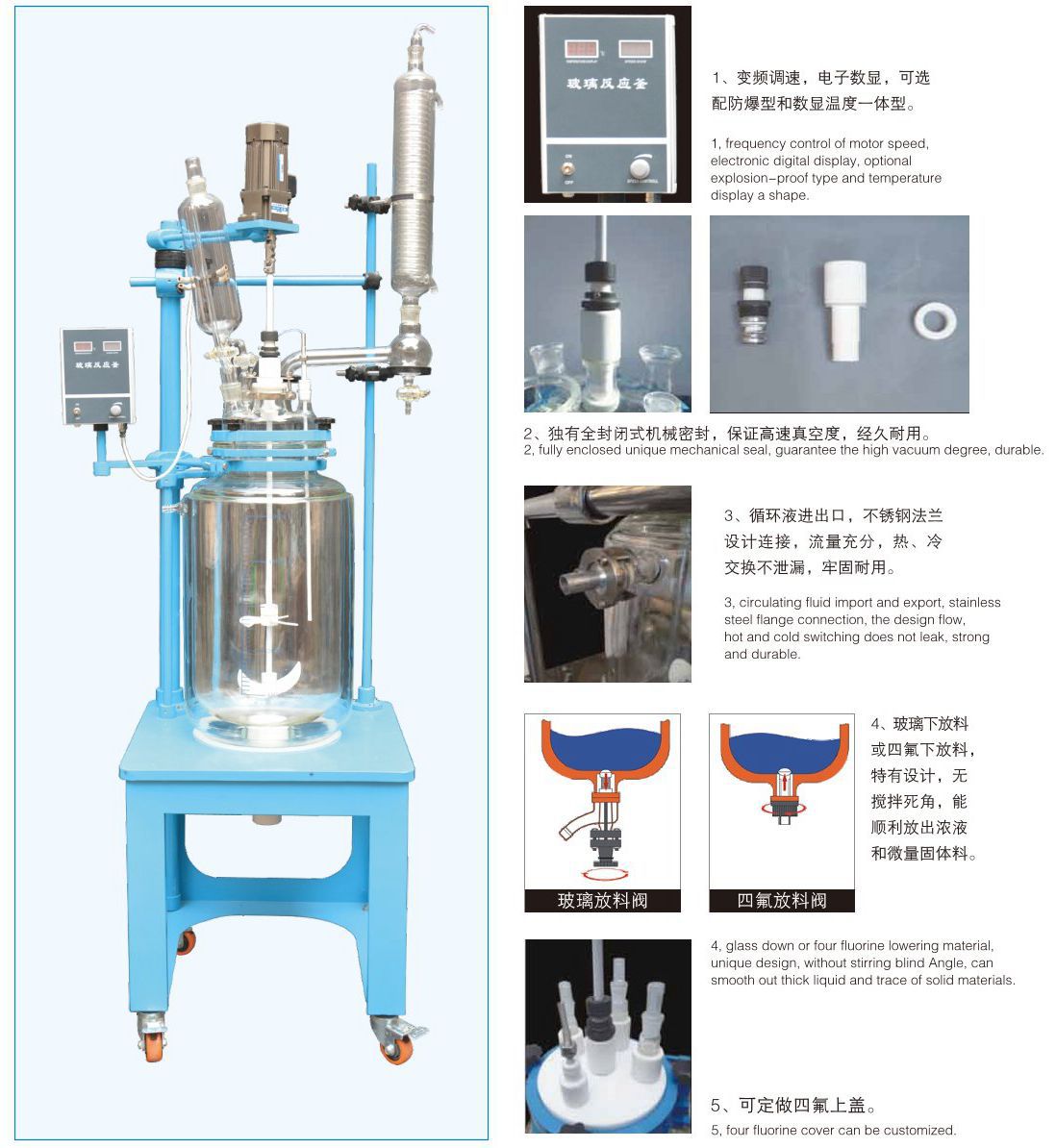 YSF-a series of frequency control of motor speed double deck glass reaction kettle (EX explosion-proof) 